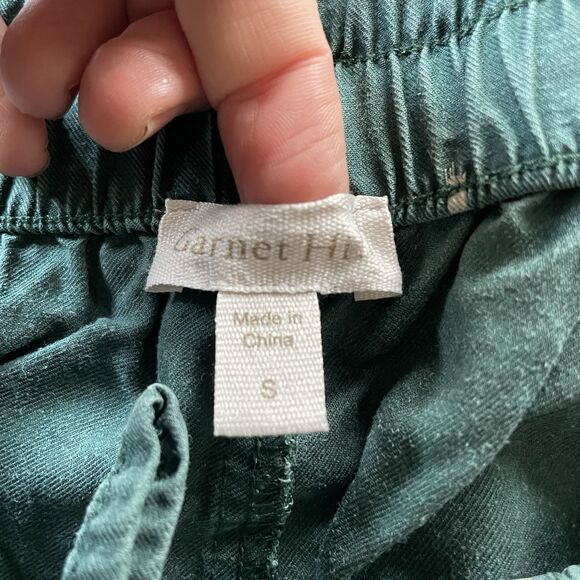Garnet Hill Pants Womens Small Green Tencel Linen Cropped Drawstring Pull On - Picture 7 of 12